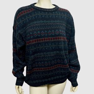 Vintage Van Heusen Oversized Dark Blue Crewneck Sweater Pullover Jumper Fall